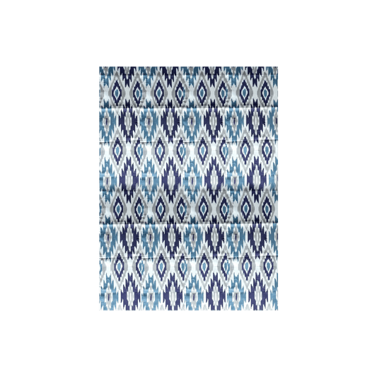 Handprinted Ikat Cotton Tablecloth in Blue and Gray - Hosted by Kelly Gaudreau