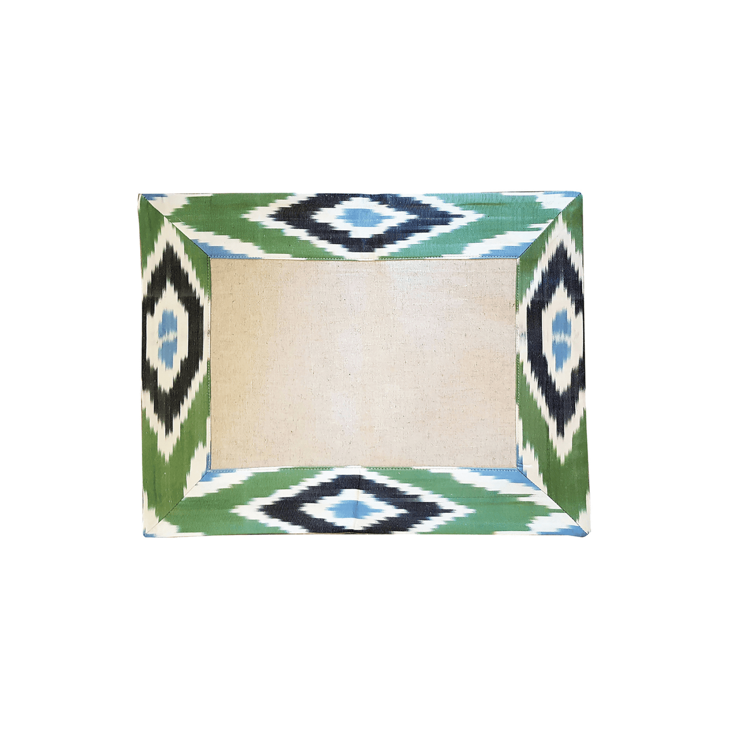 Handprinted Ikat & Linen Placements (Blue/Green) Set of 4 - Hosted by Kelly Gaudreau