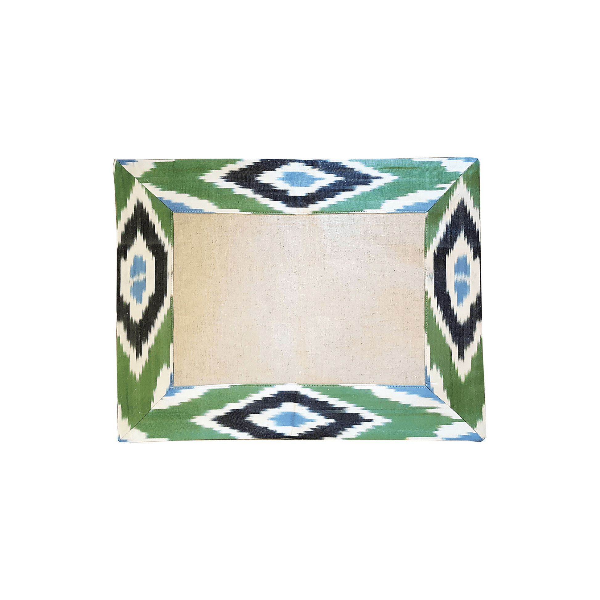Handprinted Ikat & Linen Placements (Blue/Green) Set of 4 - Hosted by Kelly Gaudreau