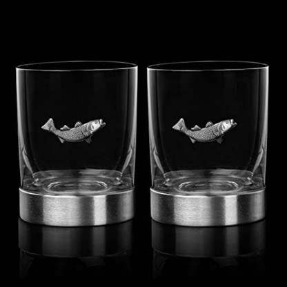 Pewter Fishing Tumblers - Set of 2