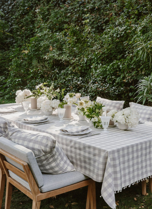 Gingham Tablecloth in Dove