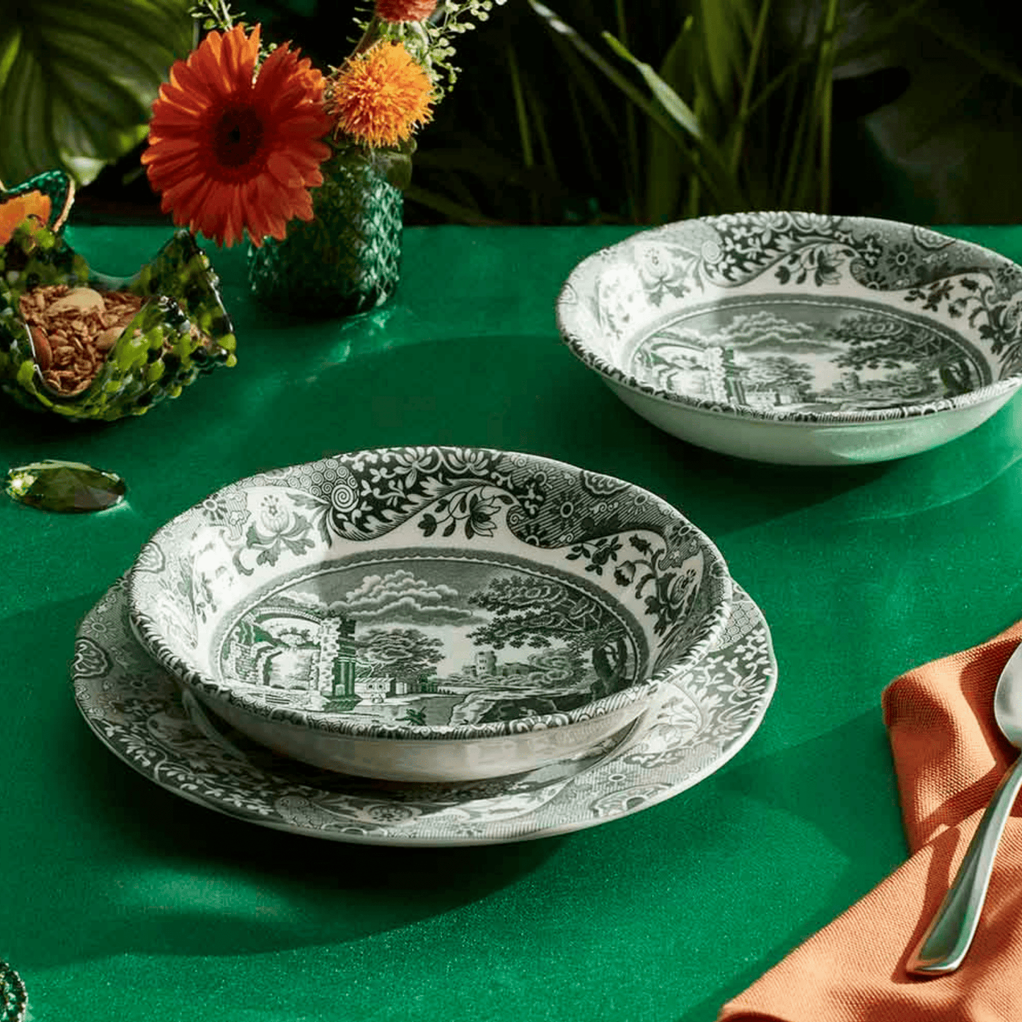 Heritage Green Italian Cereal Bowls - Set of 4 - Hosted by Kelly Gaudreau