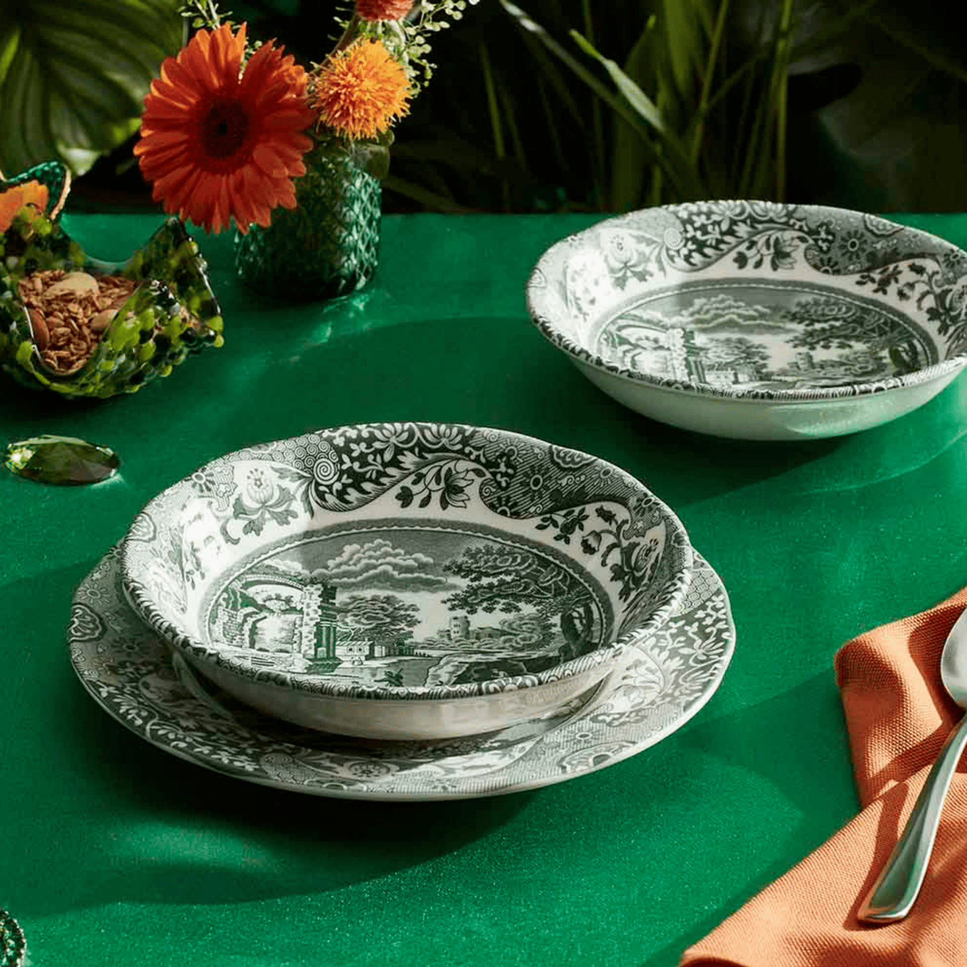 Heritage Green Italian Cereal Bowls - Set of 4 - Hosted by Kelly Gaudreau