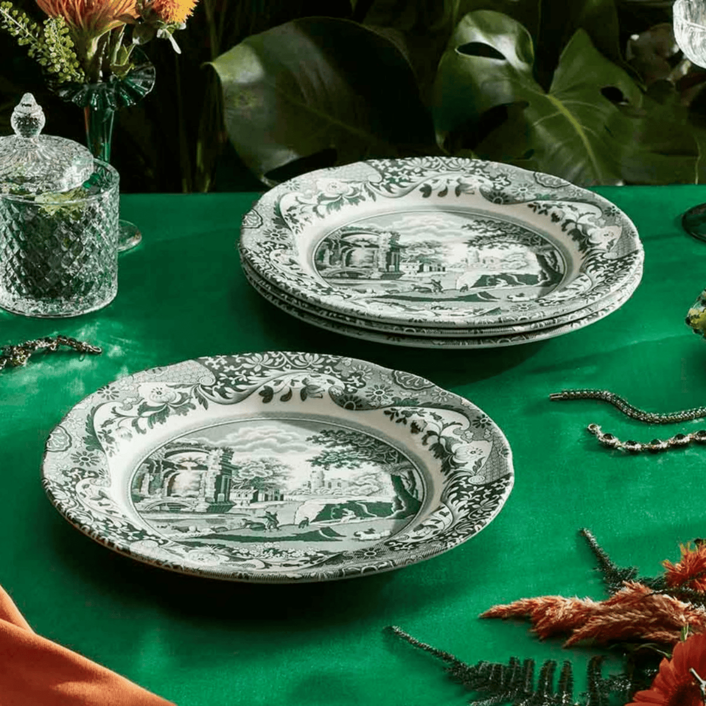 Heritage Green Italian Dinner Plates - Set of 4 - Hosted by Kelly Gaudreau