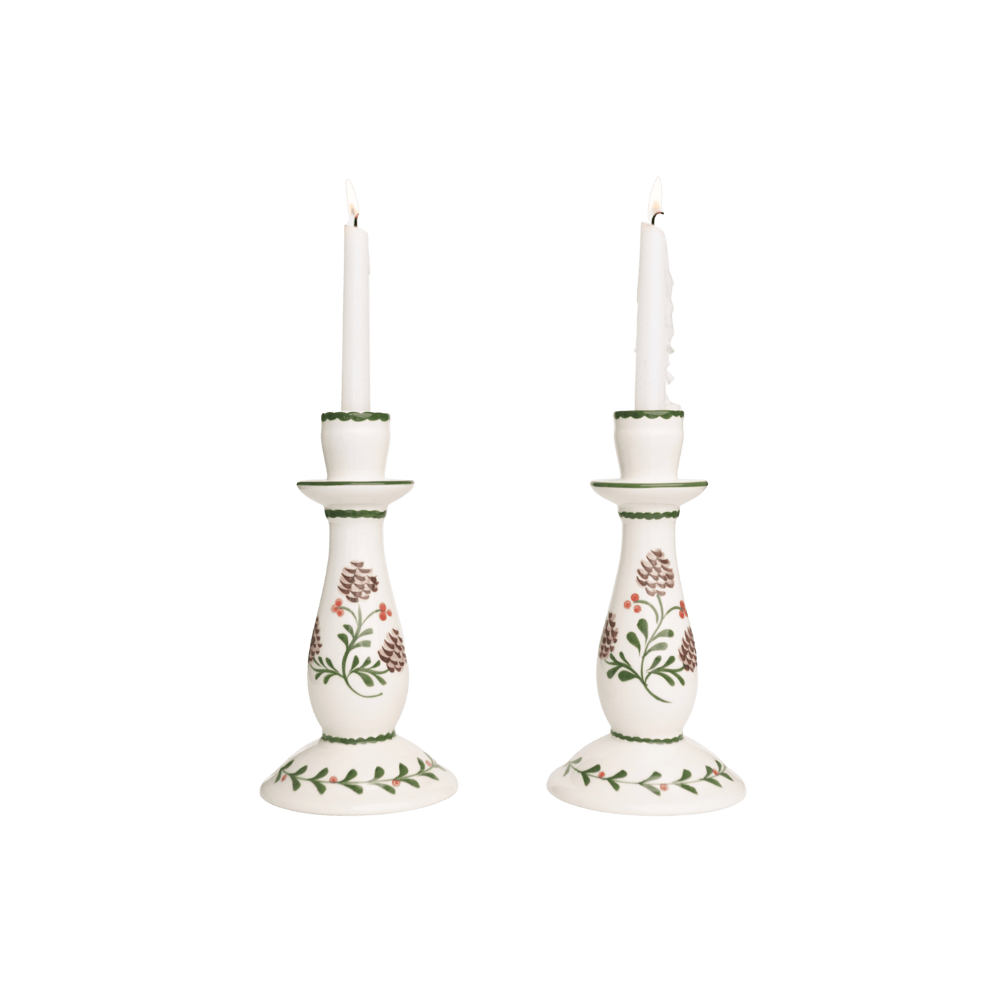 Holly & Pinecones Candlesticks - Set of 2 - Hosted by Kelly Gaudreau