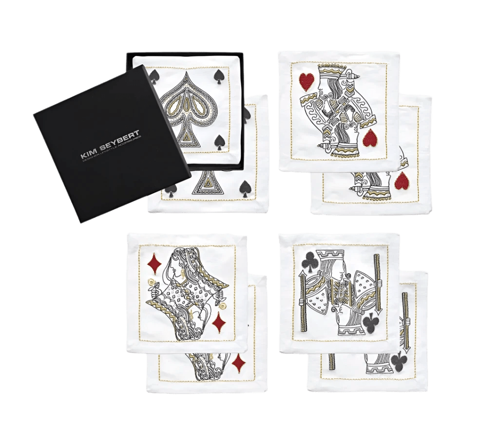 House Of Cards Cocktail Napkins in White, Red & Black - Set of 8 - Hosted by Kelly Gaudreau