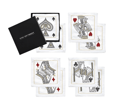 House Of Cards Cocktail Napkins in White, Red & Black - Set of 8 - Hosted by Kelly Gaudreau