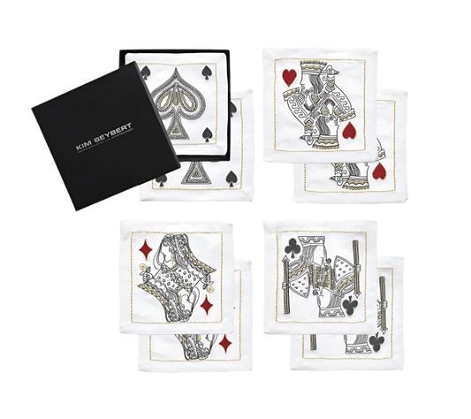 House Of Cards Cocktail Napkins in White, Red & Black - Set of 8 - Hosted by Kelly Gaudreau