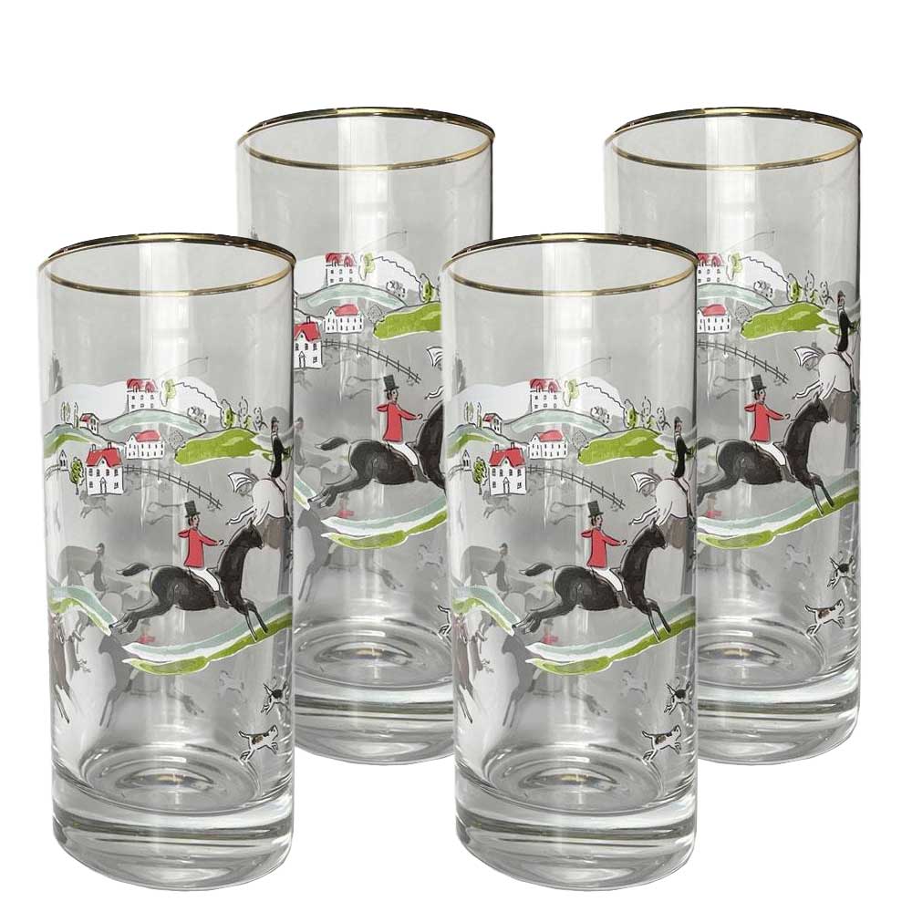 Hunt Scene Highball Glass Set of 4 - Hosted by Kelly Gaudreau