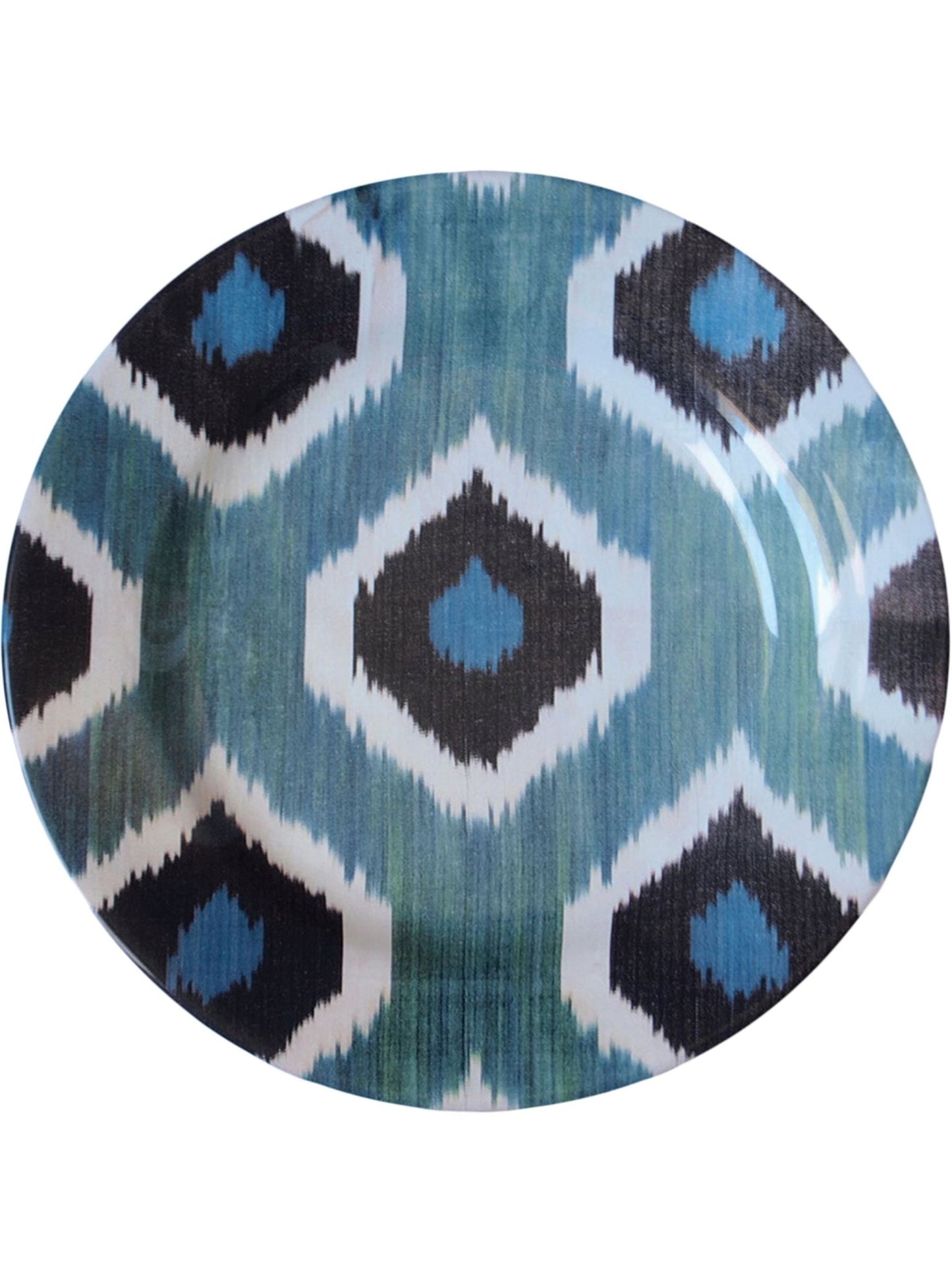 Ikat Ceramic Dinner Plate in Blue Grey - Hosted by Kelly Gaudreau