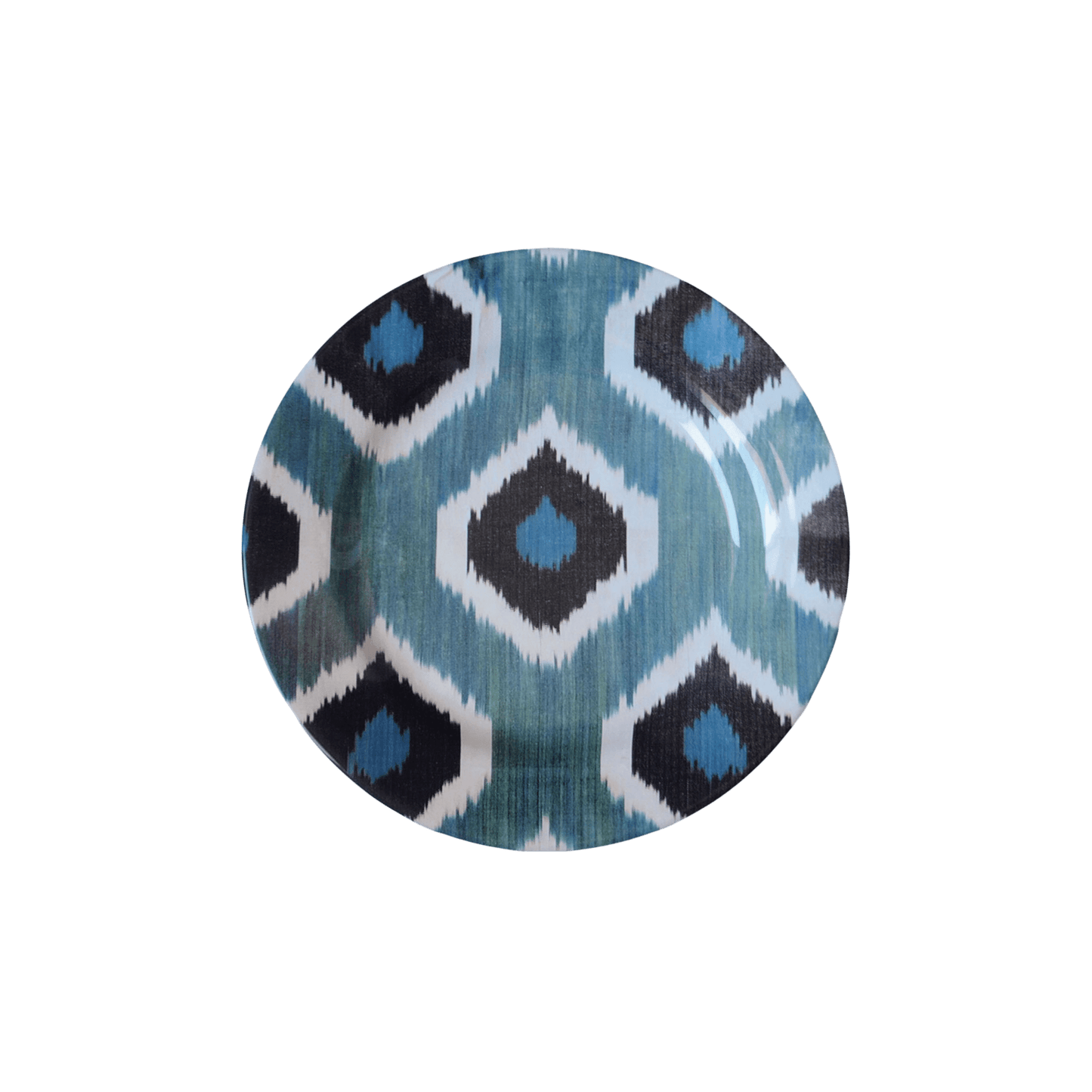 Ikat Ceramic Dinner Plate in Blue Grey - Hosted by Kelly Gaudreau