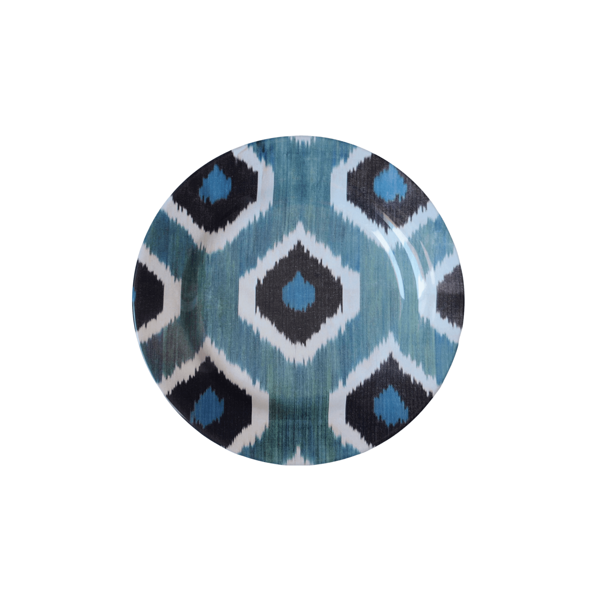 Ikat Ceramic Dinner Plate in Blue Grey - Hosted by Kelly Gaudreau