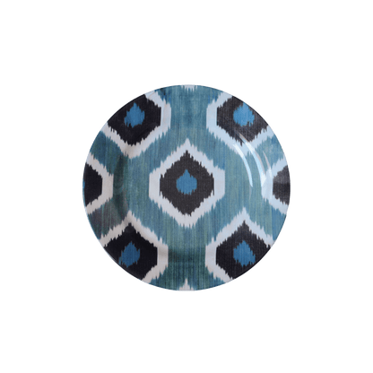 Ikat Ceramic Dinner Plate in Blue Grey - Hosted by Kelly Gaudreau