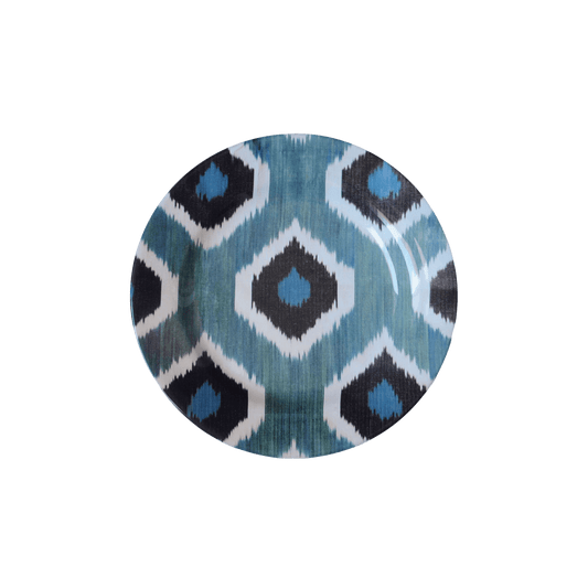 Ikat Ceramic Dinner Plate in Blue Grey - Hosted by Kelly Gaudreau