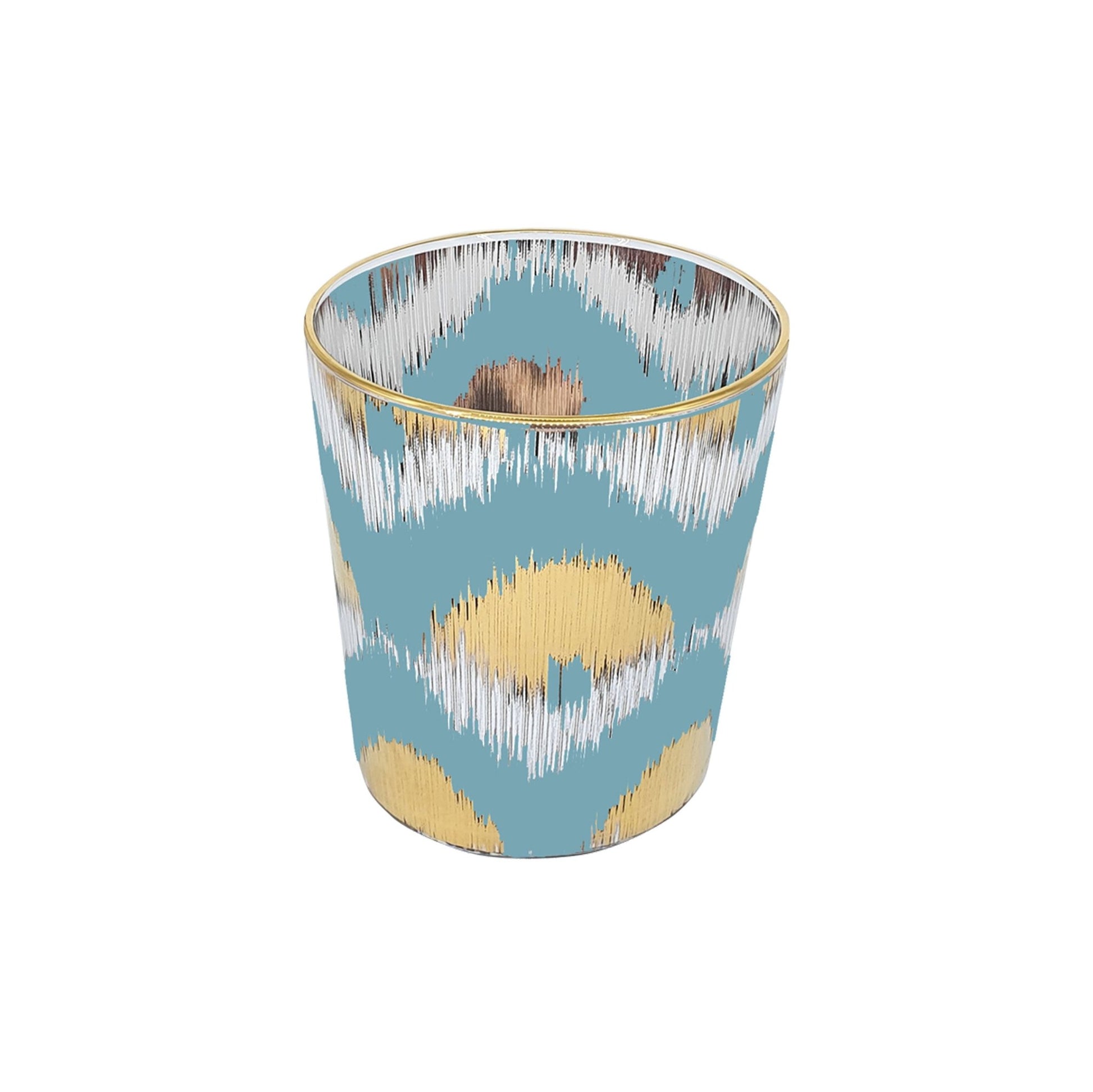 Ikat Decorative Glasses in Light Blue and Gold - Set of 4 - Hosted by Kelly Gaudreau