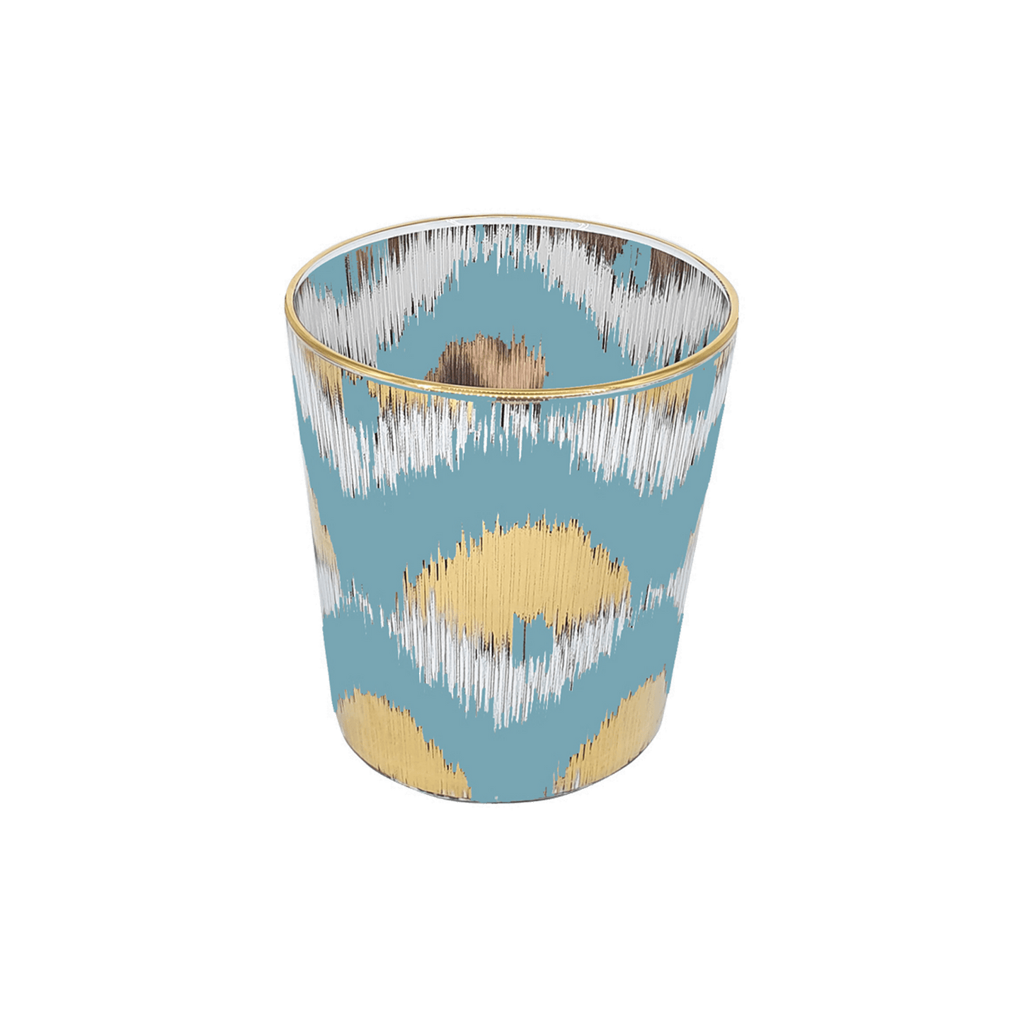 Ikat Decorative Glasses in Light Blue and Gold - Set of 4 - Hosted by Kelly Gaudreau