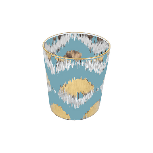 Ikat Decorative Glasses in Light Blue and Gold - Set of 4 - Hosted by Kelly Gaudreau