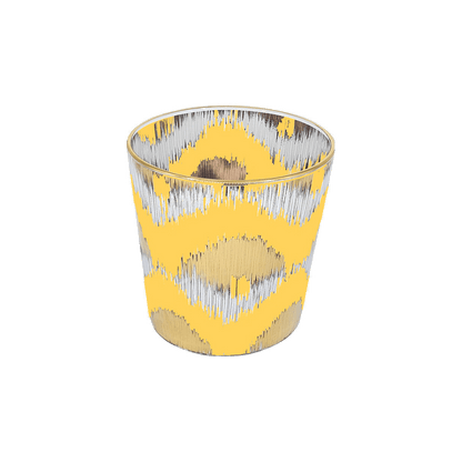 Ikat Decorative Glasses in Yellow and Gold - Set of 4 - Hosted by Kelly Gaudreau