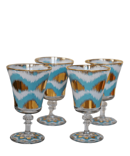 Ikat Goblet in Light Blue and Gold - Set of 4 - Hosted by Kelly Gaudreau