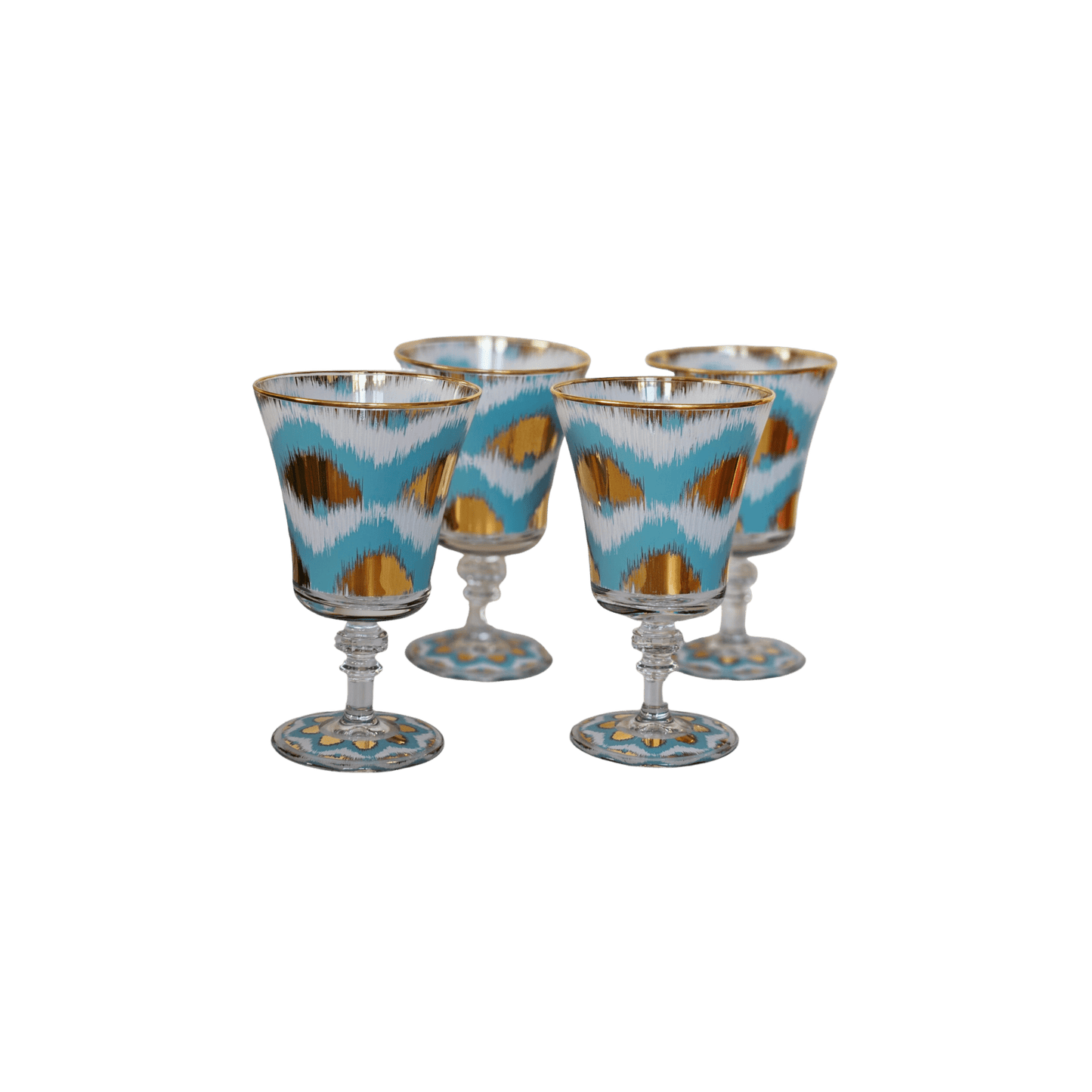 Ikat Goblet in Light Blue and Gold - Set of 4 - Hosted by Kelly Gaudreau