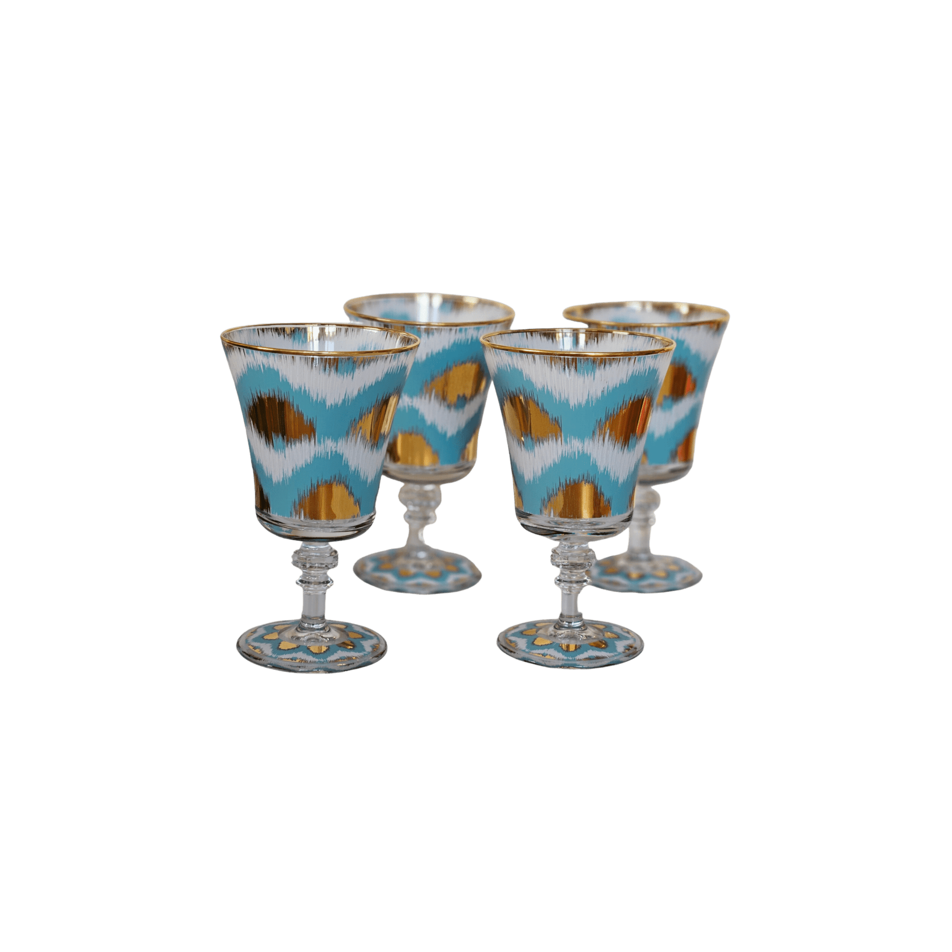 Ikat Goblet in Light Blue and Gold - Set of 4 - Hosted by Kelly Gaudreau