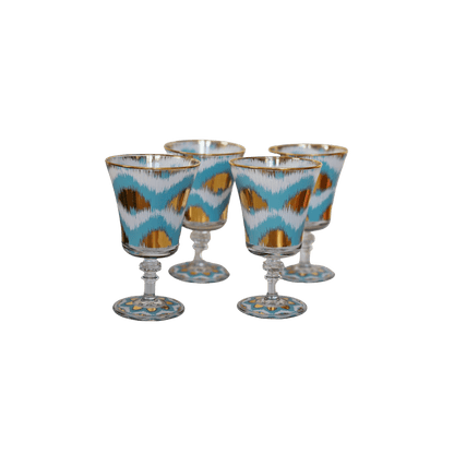 Ikat Goblet in Light Blue and Gold - Set of 4 - Hosted by Kelly Gaudreau