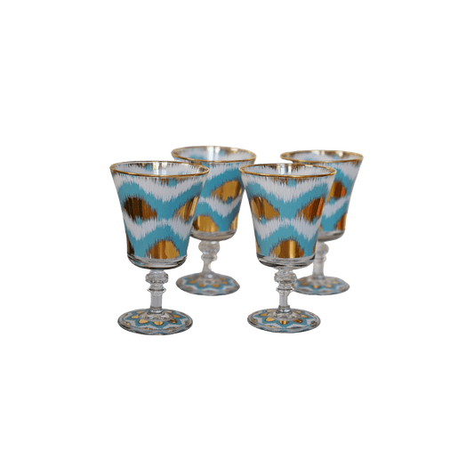 Ikat Goblet in Light Blue and Gold - Set of 4 - Hosted by Kelly Gaudreau