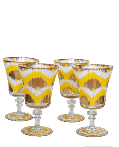 Ikat Goblet in Yellow and Gold - Set of 4 - Hosted by Kelly Gaudreau