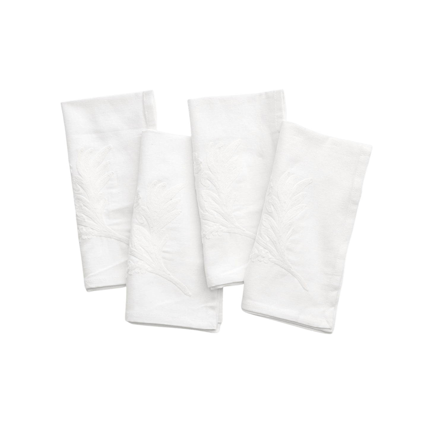 India Hicks Home Canasta Crewel White on White Napkin - Set of 4 - Hosted by Kelly Gaudreau