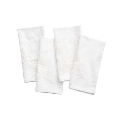 India Hicks Home Canasta Crewel White on White Napkin - Set of 4 - Hosted by Kelly Gaudreau