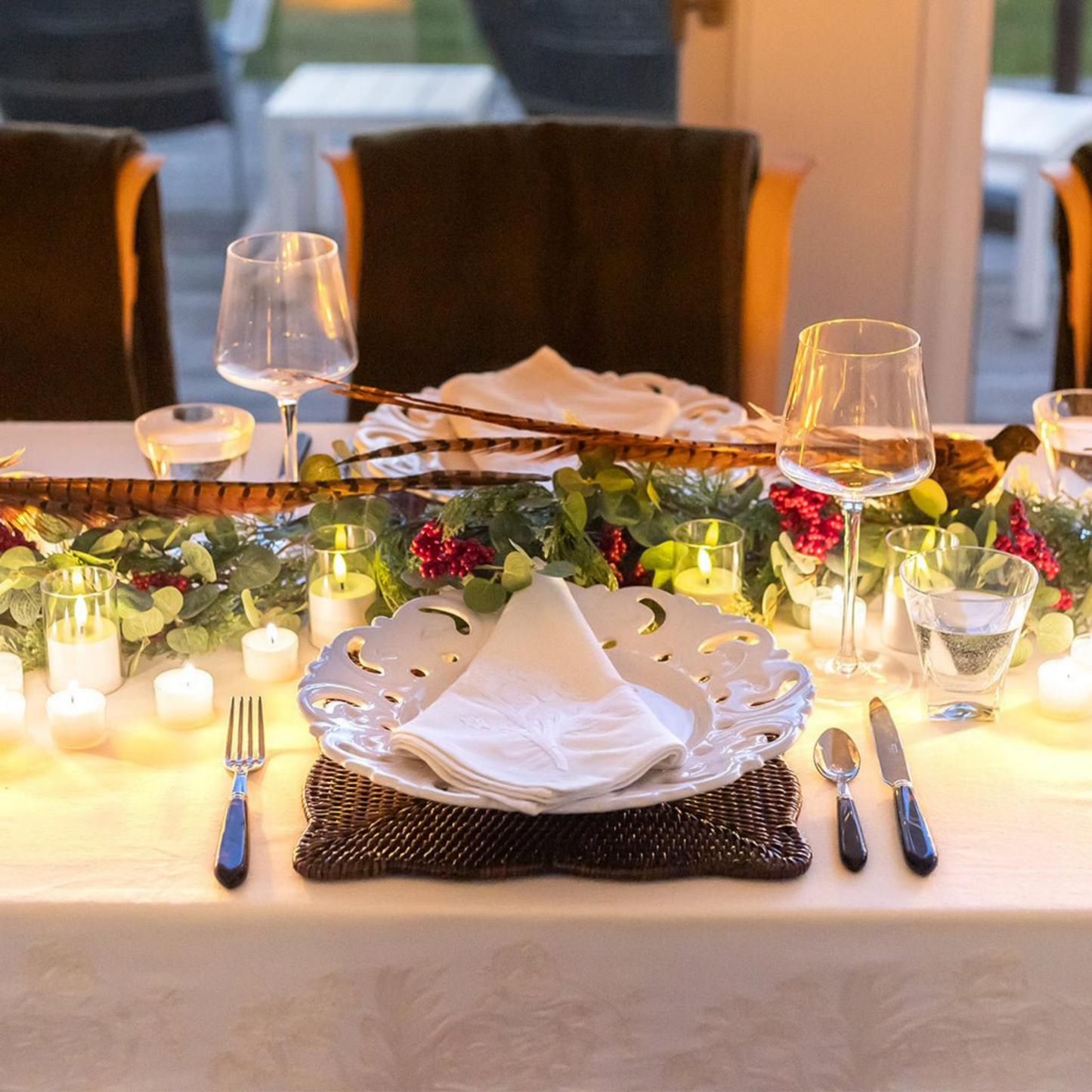 India Hicks Home Canasta Crewel White on White Napkin - Set of 4 - Hosted by Kelly Gaudreau