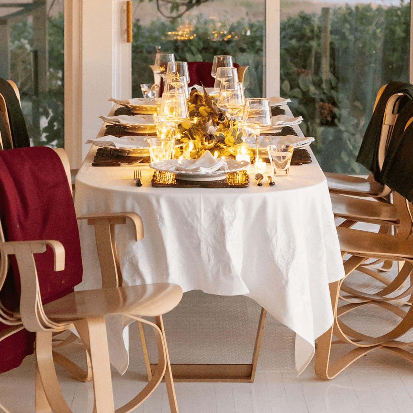 India Hicks Home Canasta Crewel White on White Tablecloth - Hosted by Kelly Gaudreau