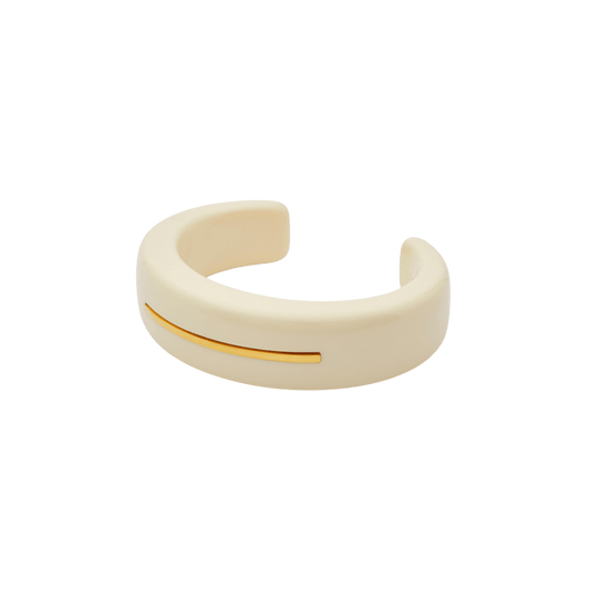 Ivory Resin Chunky Bangle with 18k Gold Stripe - Hosted by Kelly Gaudreau