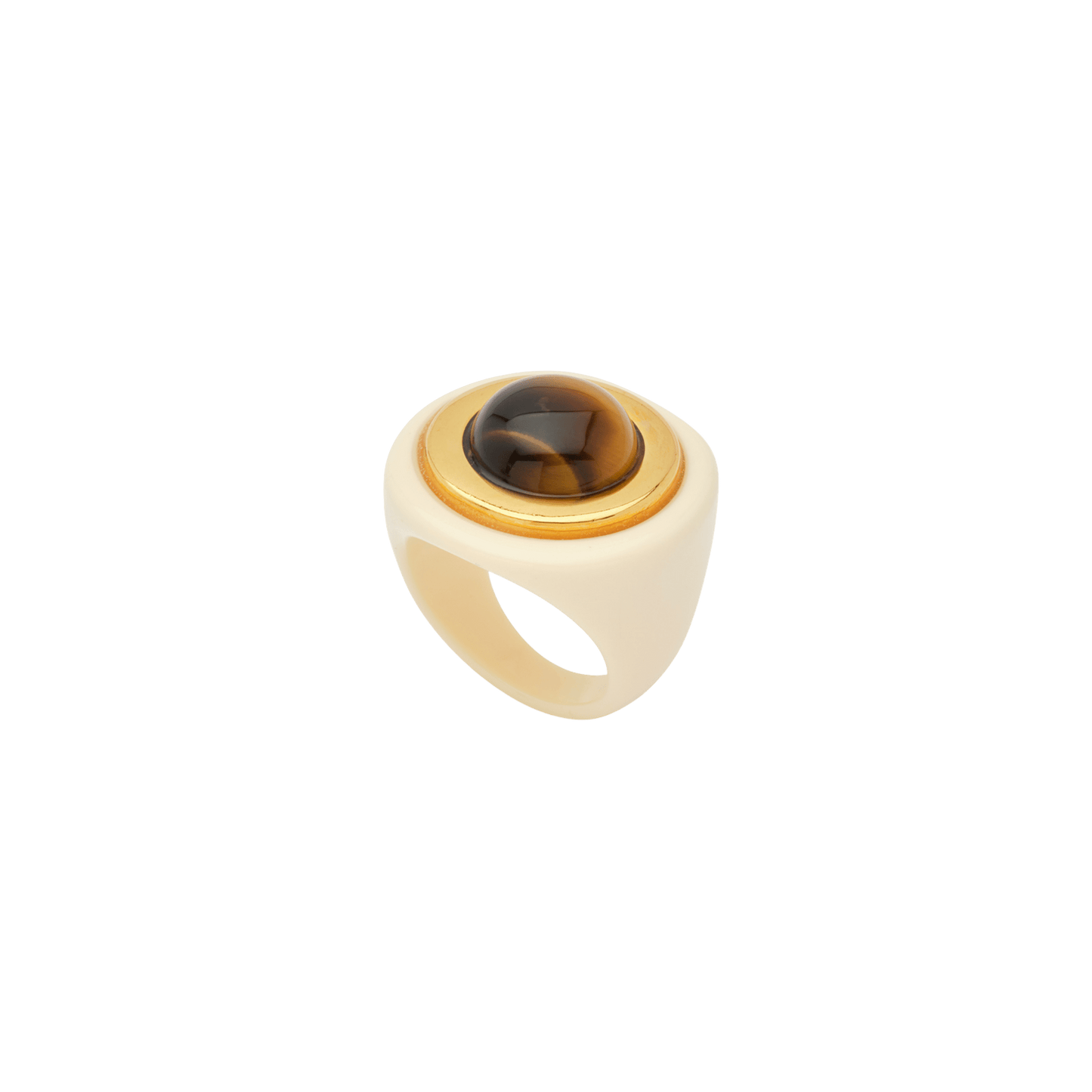 Ivory Resin Sculpted Dome Ring – Tiger's Eye - Hosted by Kelly Gaudreau