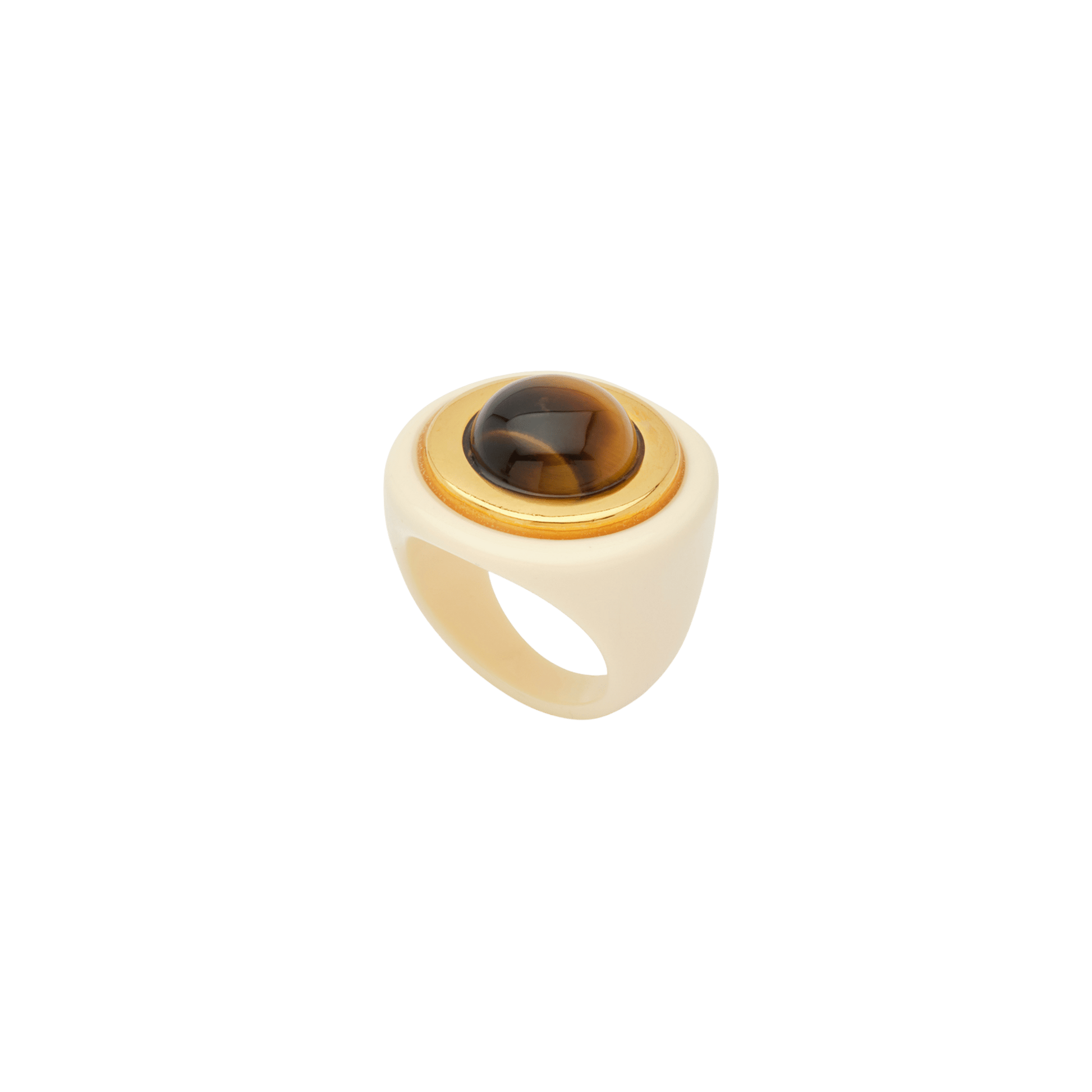 Ivory Resin Sculpted Dome Ring – Tiger's Eye - Hosted by Kelly Gaudreau