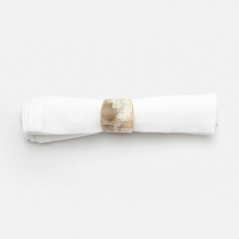 James Napkin Ring in Natural Horn Set of 4 - Hosted by Kelly Gaudreau