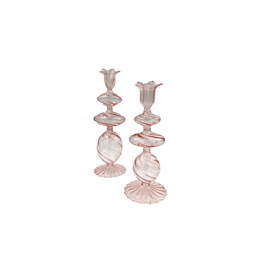 Large Candlestick in Pink - Set of 2 - Hosted by Kelly Gaudreau