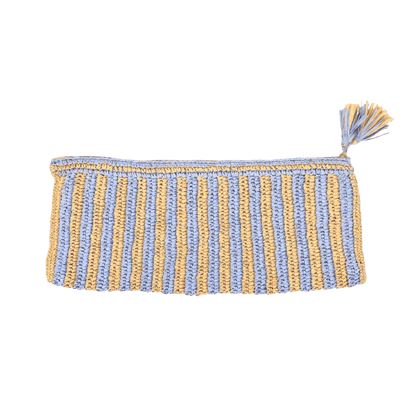 Large Raffia Mahjong Bag - Purple & Tan - Hosted by Kelly Gaudreau