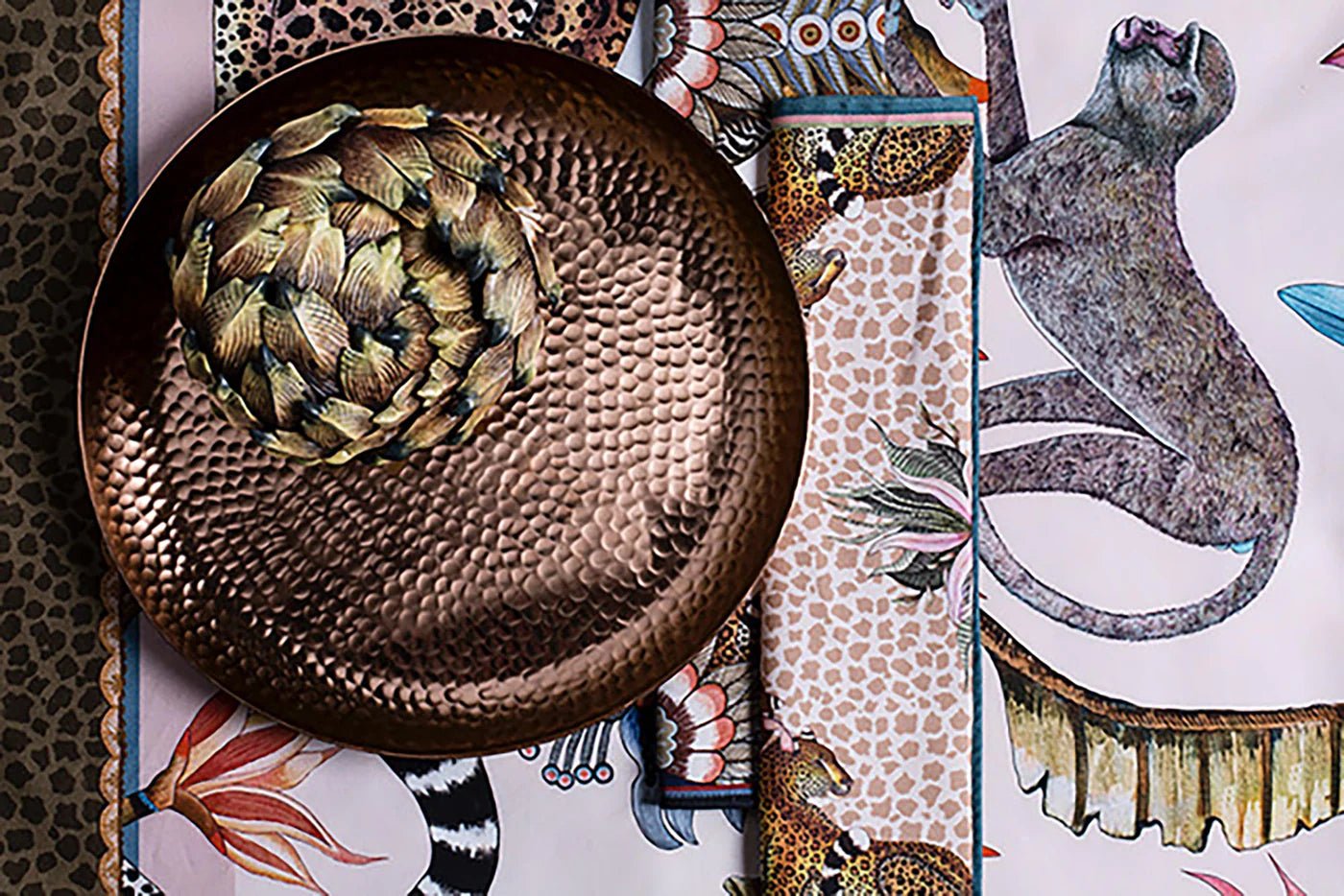 Leopard Lily Napkins in Stone - Set of 2 - Hosted by Kelly Gaudreau