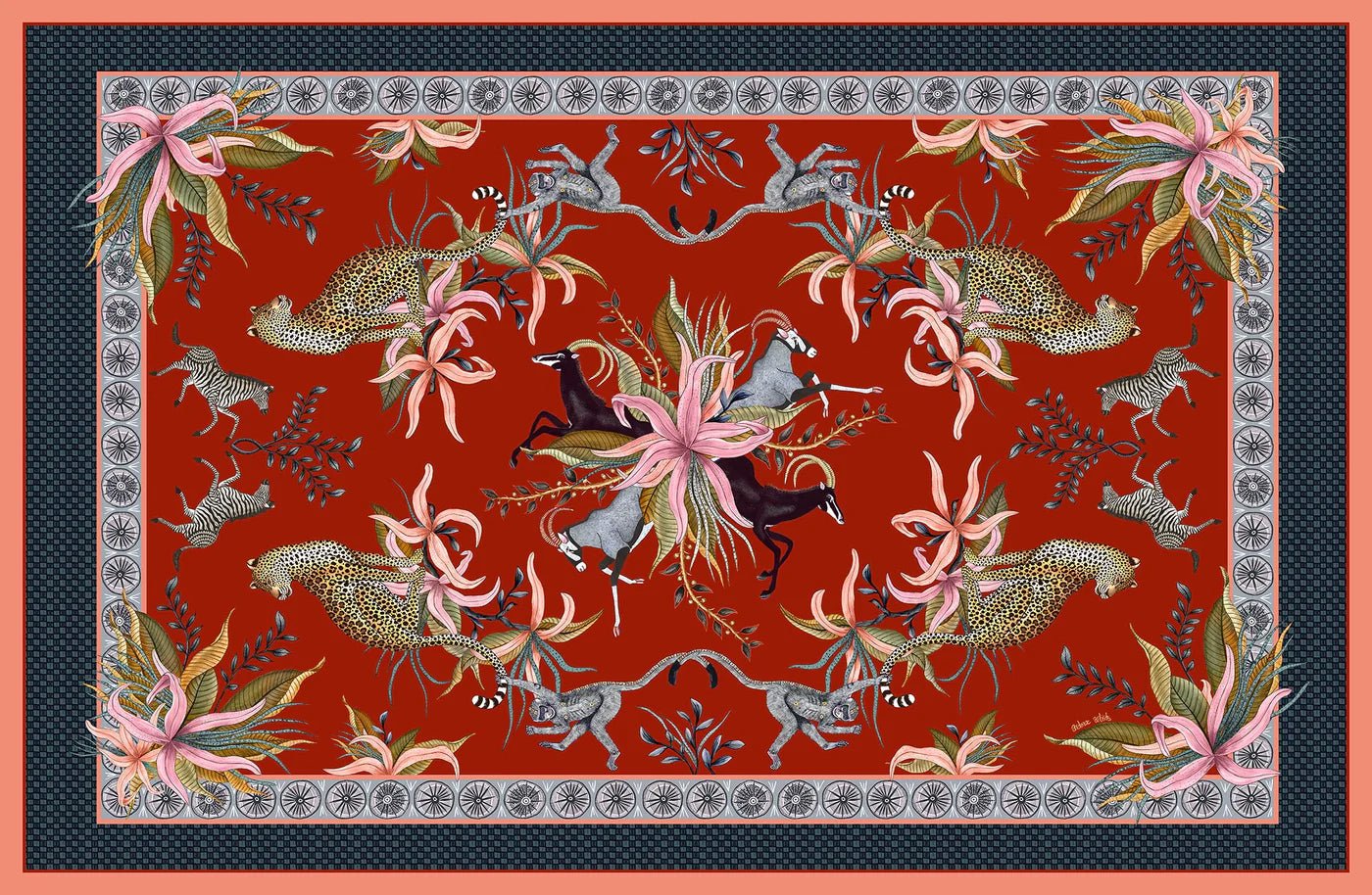 Leopard Lily Tablecloth in Royal Red - Hosted by Kelly Gaudreau