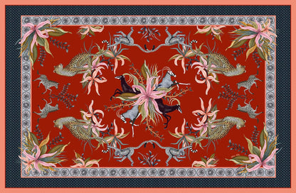 Leopard Lily Tablecloth in Royal Red - Hosted by Kelly Gaudreau