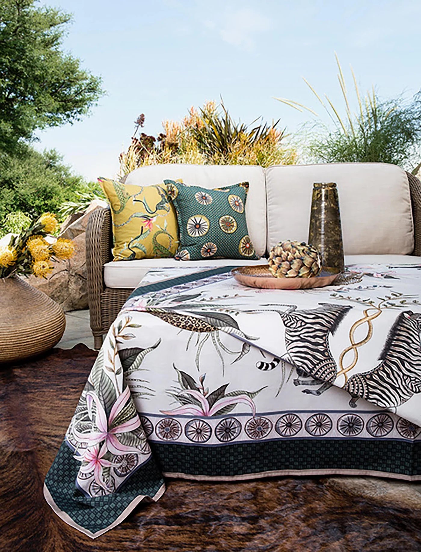 Leopard Lily Tablecloth in Safari Stone - Hosted by Kelly Gaudreau
