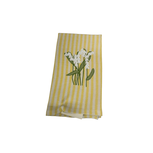Lily of the Valley Embroidered Pomelo Kitchen Towel - Yellow - Hosted by Kelly Gaudreau