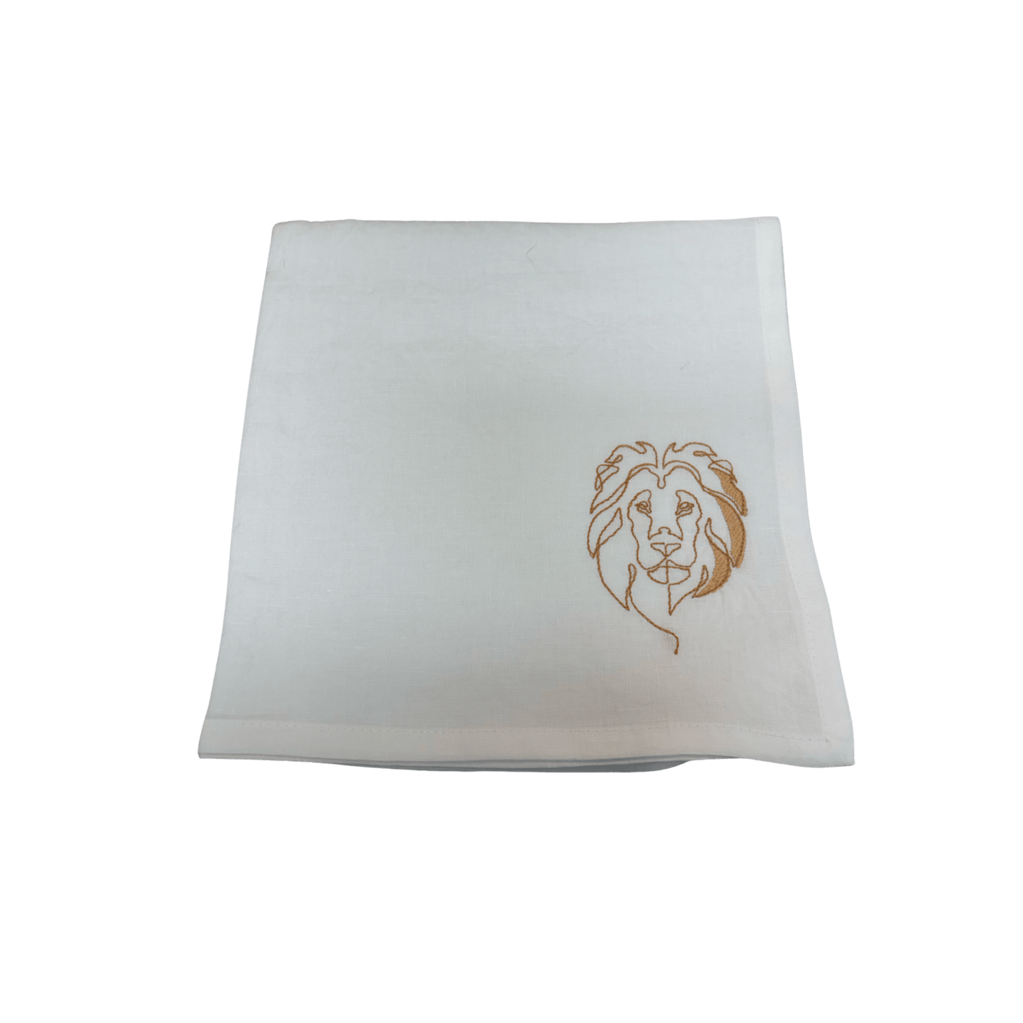 Lion Embroidered Venere Linen Napkin - White - Hosted by Kelly Gaudreau
