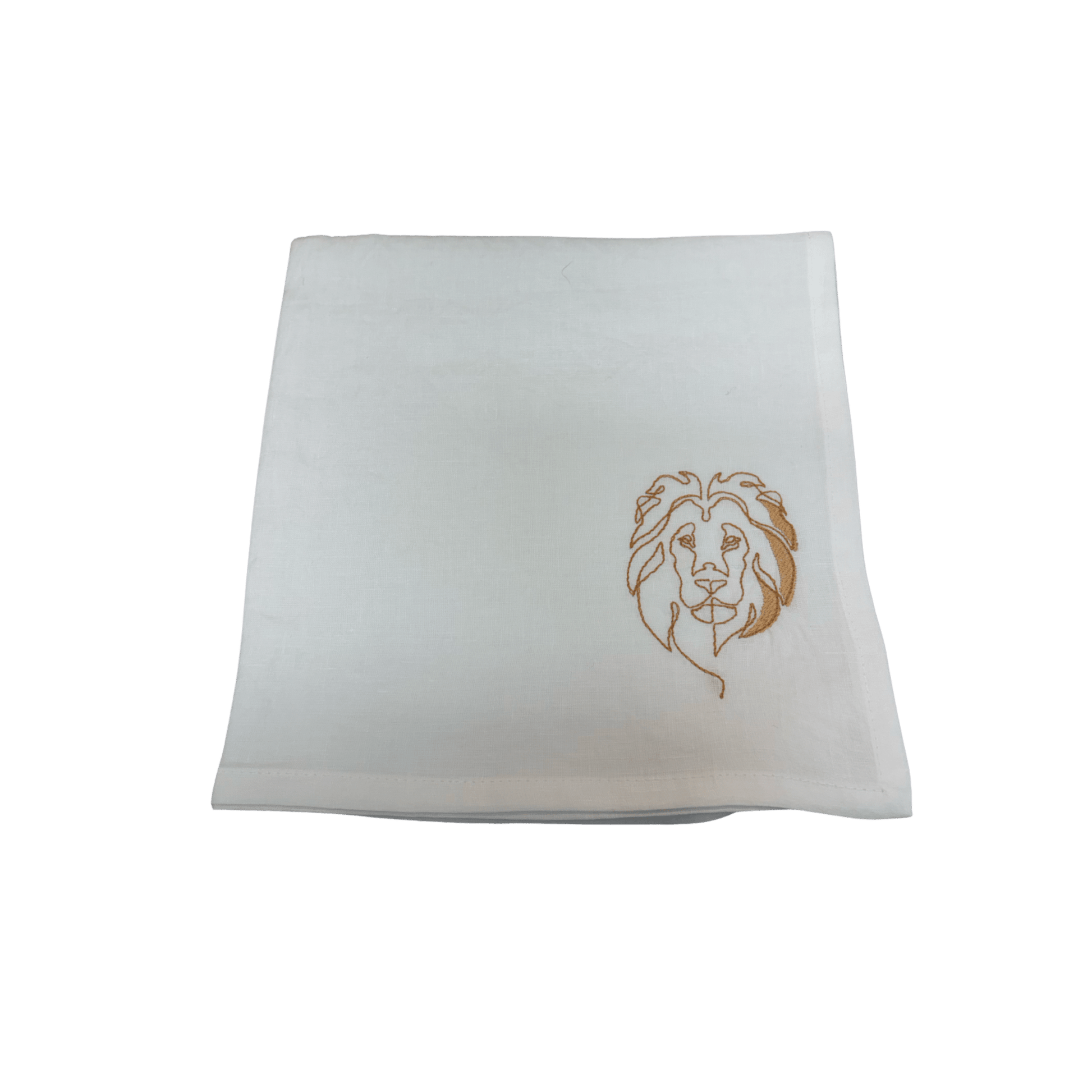 Lion Embroidered Venere Linen Napkin - White - Hosted by Kelly Gaudreau
