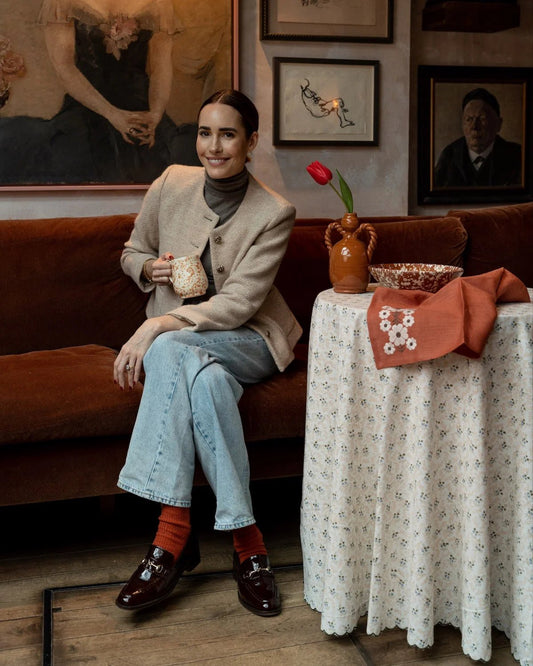 Little Flower Tablecloth in Green - Hosted by Kelly Gaudreau