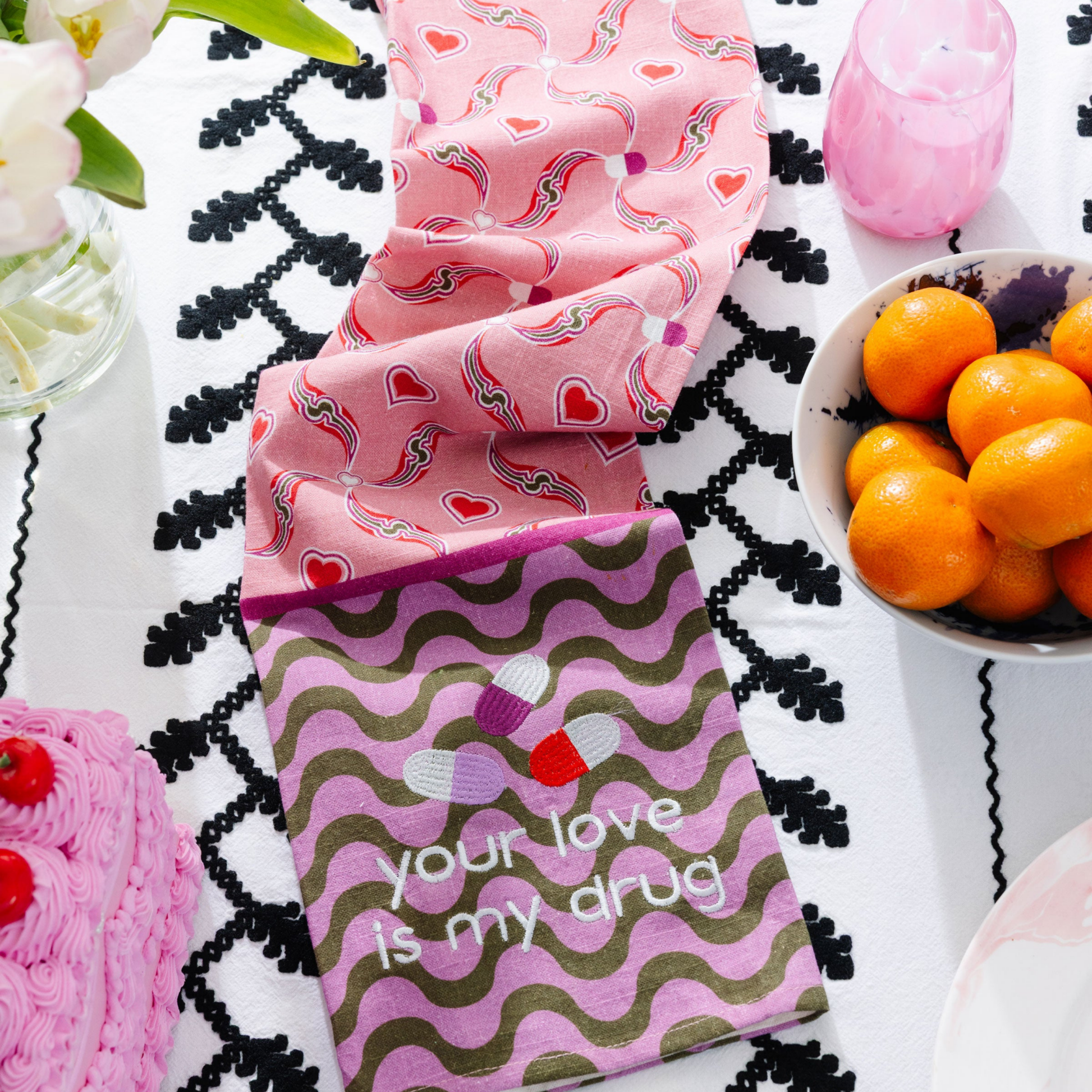 Love is a Drug Dish Towel - Hosted by Kelly Gaudreau