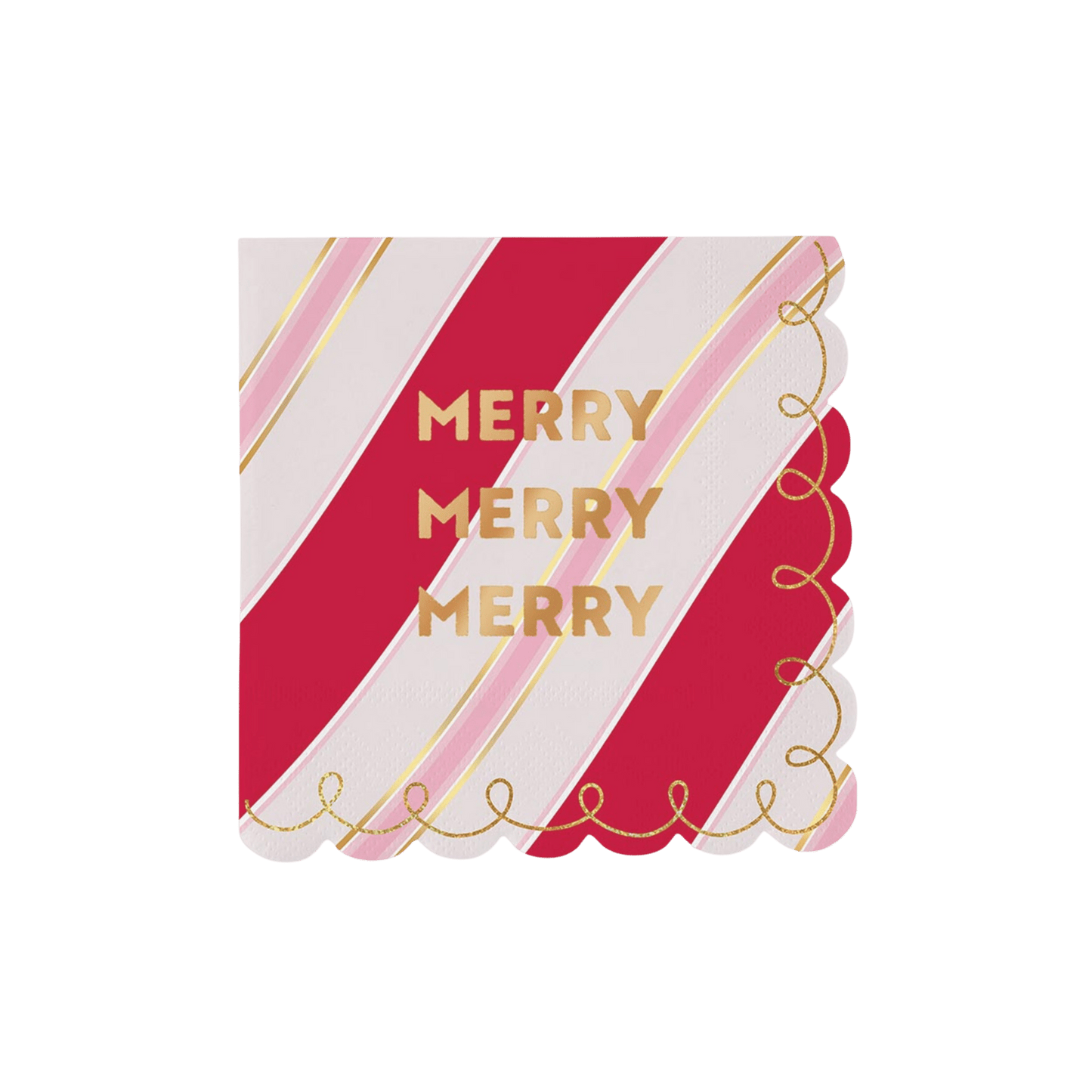 Merry Foil Scalloped Napkins - Set of 20 - Hosted by Kelly Gaudreau