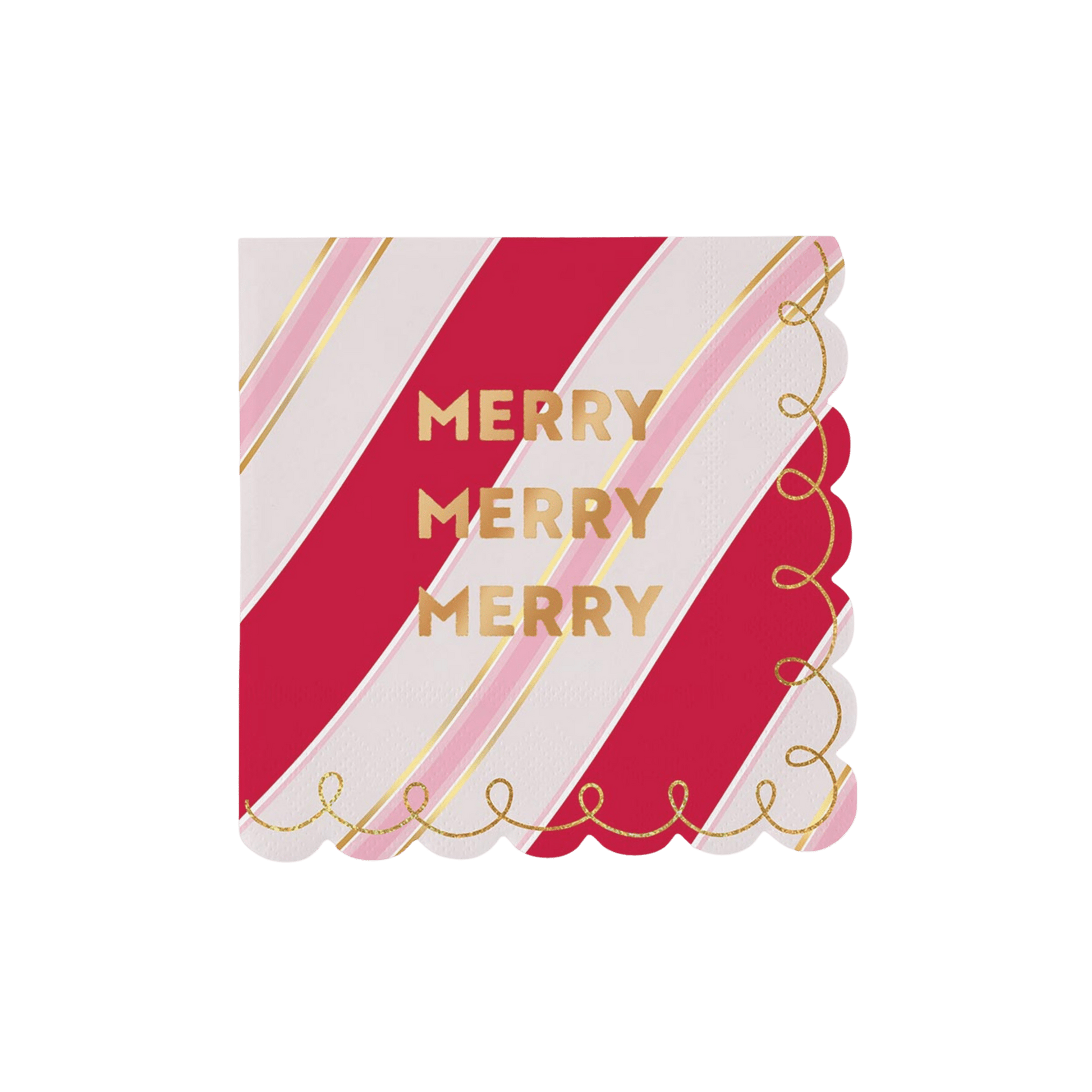 Merry Foil Scalloped Napkins - Set of 20 - Hosted by Kelly Gaudreau