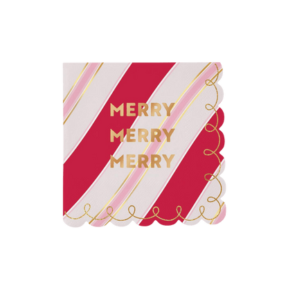 Merry Foil Scalloped Napkins - Set of 20 - Hosted by Kelly Gaudreau